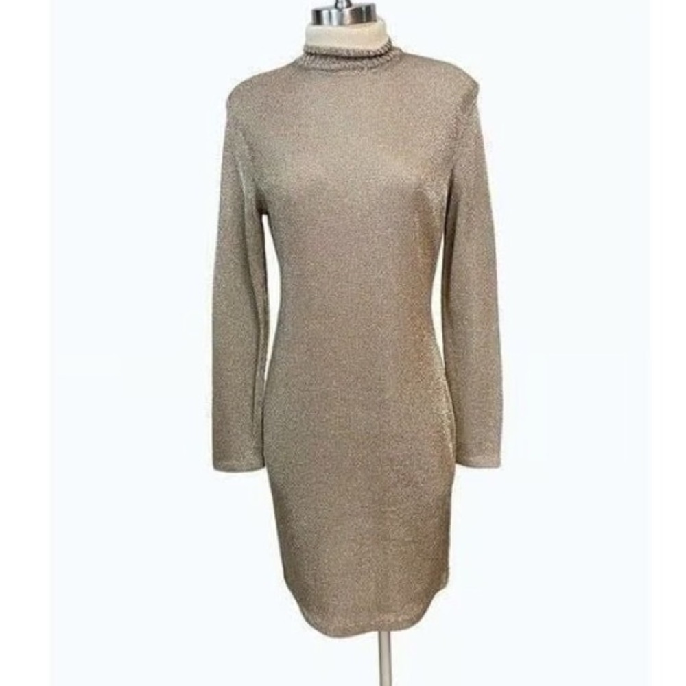 Ralph Lauren Blue label designer 
Metallic turtleneck neck  sweater dress